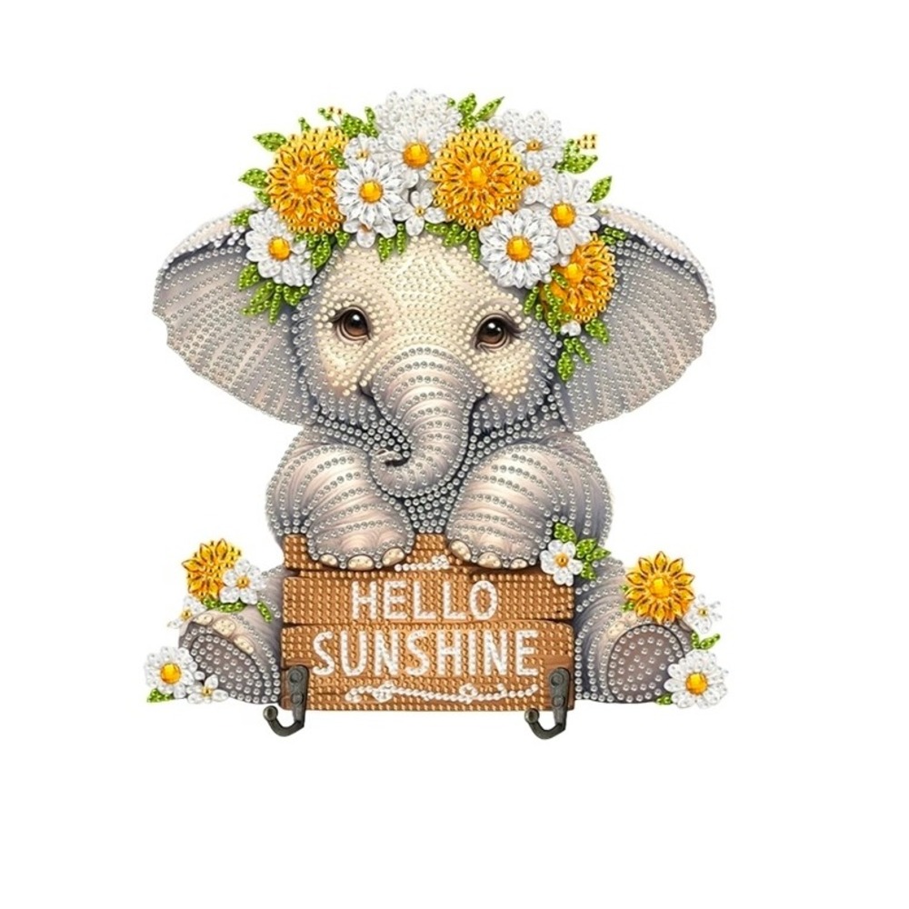 KEY HOLDER - Elephant Diamond Art Painting Kits-Easy Gem Painting, Wall Decor
